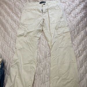 Aeropostale Low Rise Flare Cream Utility Pants